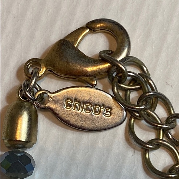 Chico's Blue and Gold Necklace with Elegant Pendant - Picture 3 of 8